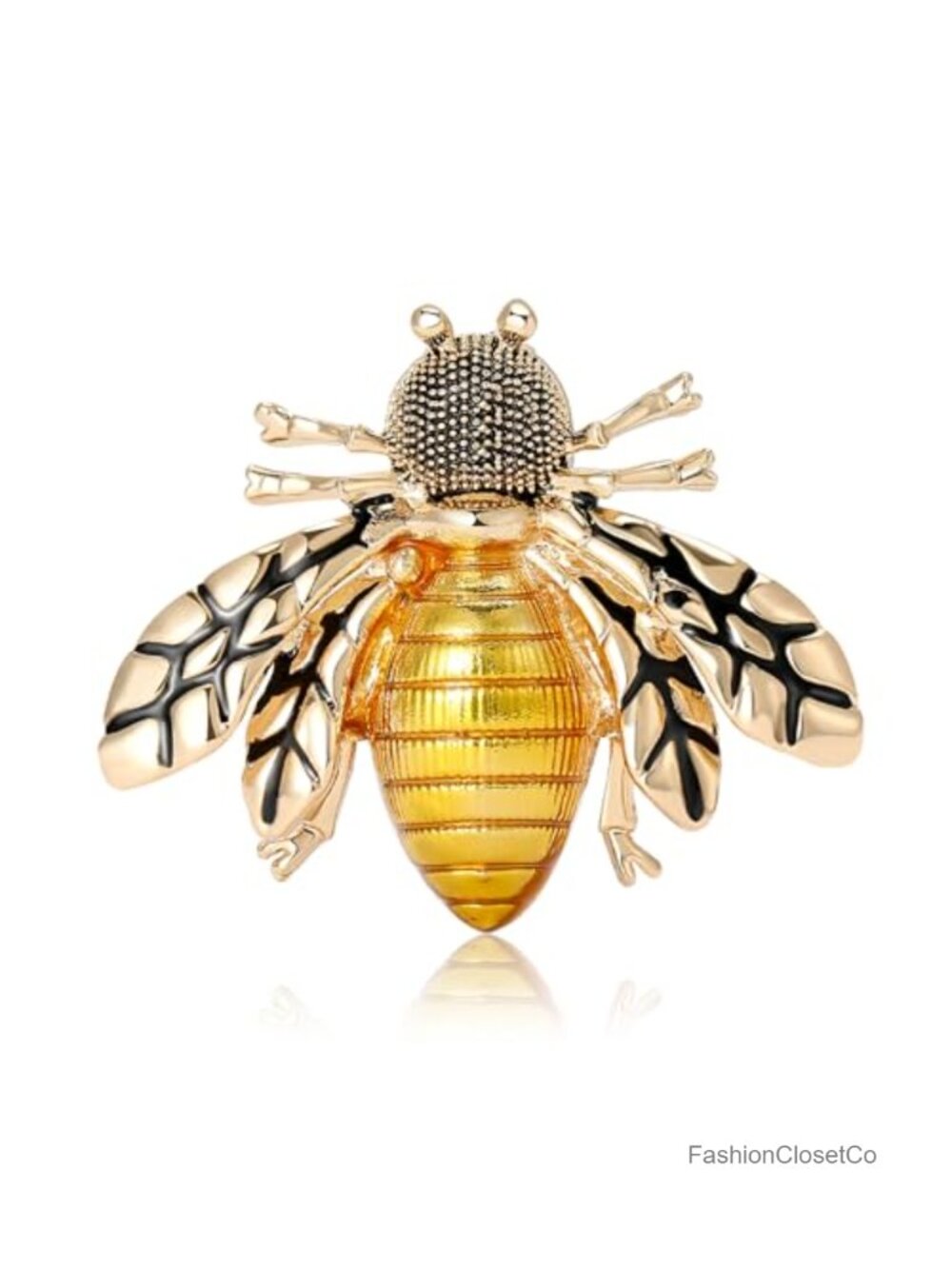 Gold & Black Enamel Bee Brooch Pin
